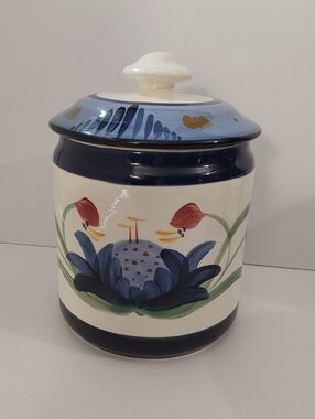 Gail Pittman Hand-Painted LARGE Ceramic Canister